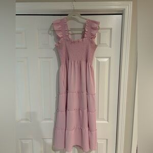 Hill House Home Ellie Dress in Light Pink Crepe--Size L